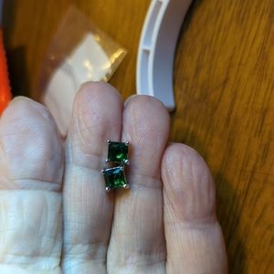 18k Gold Plated Emerald Green CZ Earrings